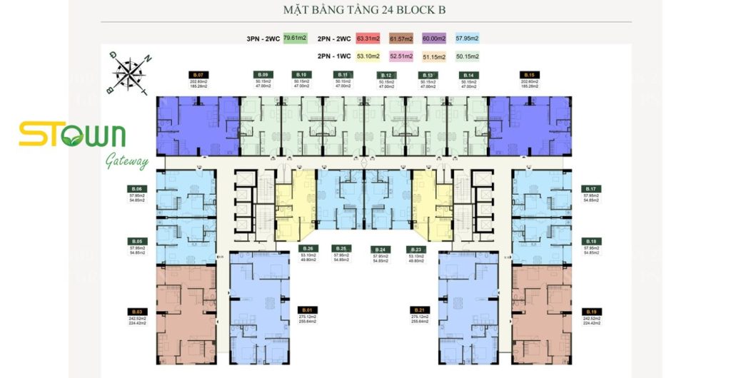 Mặt bằng tầng 24 tháp B Stown Gateway