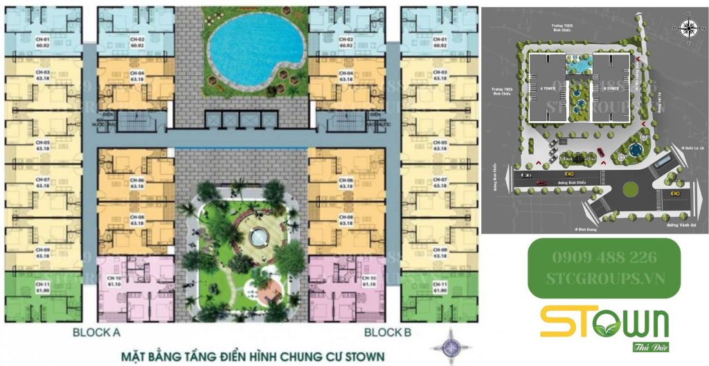 Mặt bằng tầng căn hộ Stown Thủ Đức