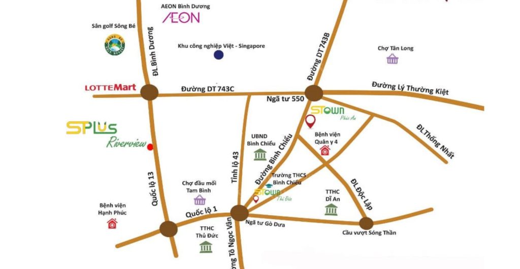 Vị trí chiến lược Splus Riverview Thuận An